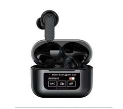 אוזניות TWS YW08 בעברית - מסך חכם עם Black Technoligy